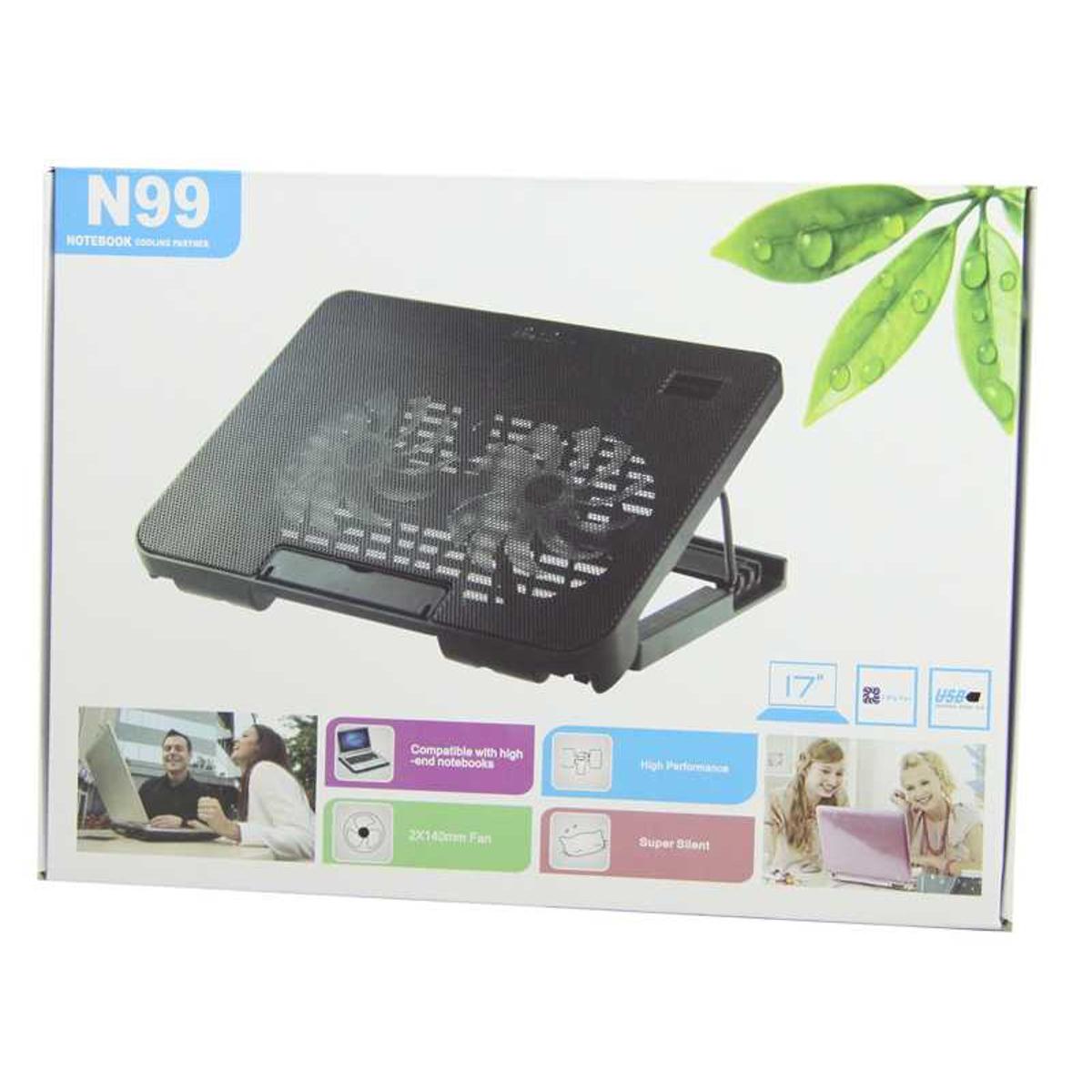 Picture of Notebook Cooling Pad N99 With 2 Dual Fan (Black) - Black