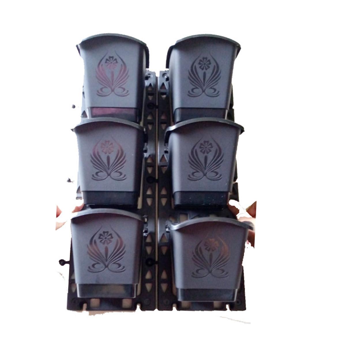 Picture of 6 Pockets Vertical Flower Tub ,Living Wall Hanging Pots ,Worth Garden Self Watering Flower Pot - Black