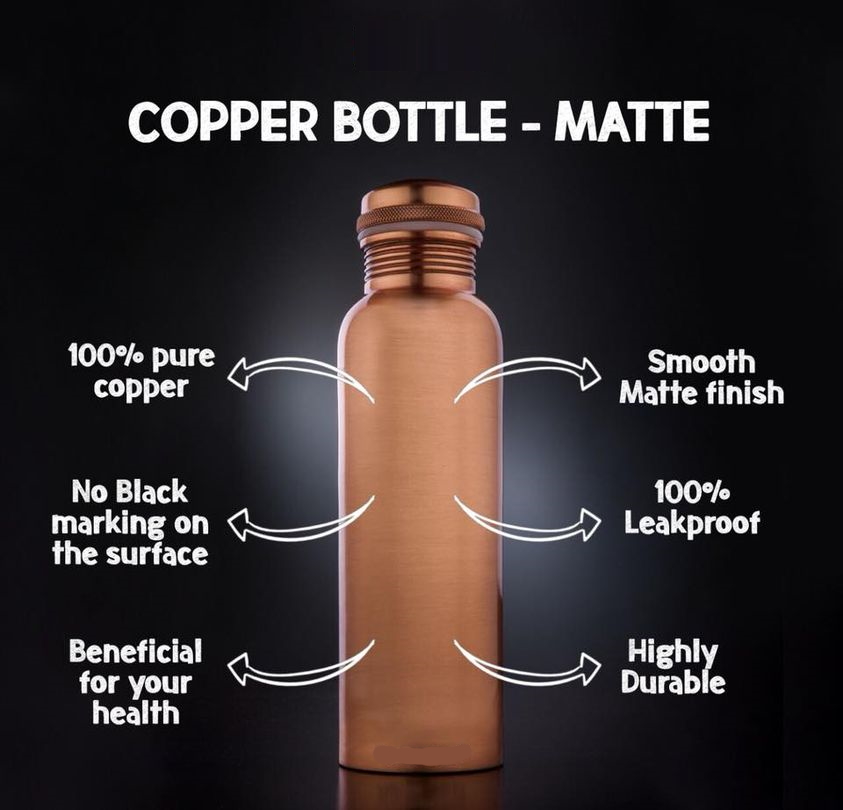 Picture of Copper  1000 ML Joint Less Ayurveda Yoga Health Benefit Water Bottle - Multicolor