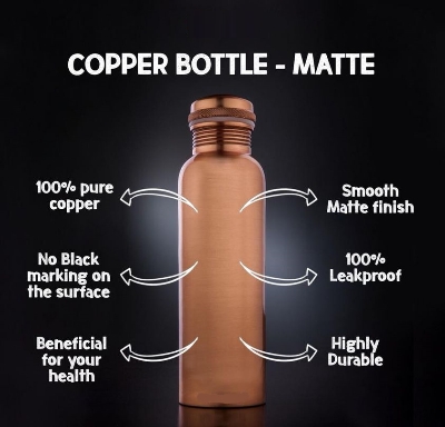 Picture of Copper  1000 ML Joint Less Ayurveda Yoga Health Benefit Water Bottle - Multicolor