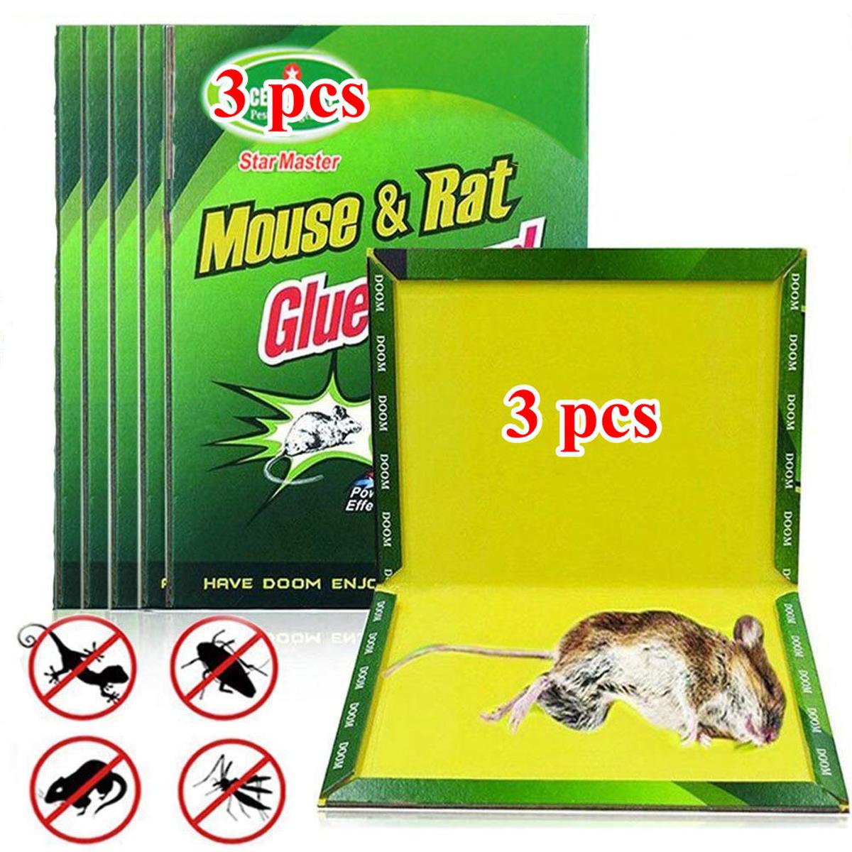 Picture of Mouse Board Sticky Mice Glue Trap High Effective Rodent Rat Snake Bugs Catcher 3pcs - Multicolor
