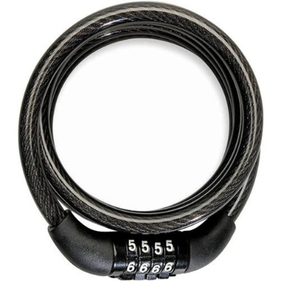 Picture of 4-digit password Helmet code lock Mountain bike lock Portable Security Anti-0theft Bicycle Password Lock Coil Lock Digital - Black