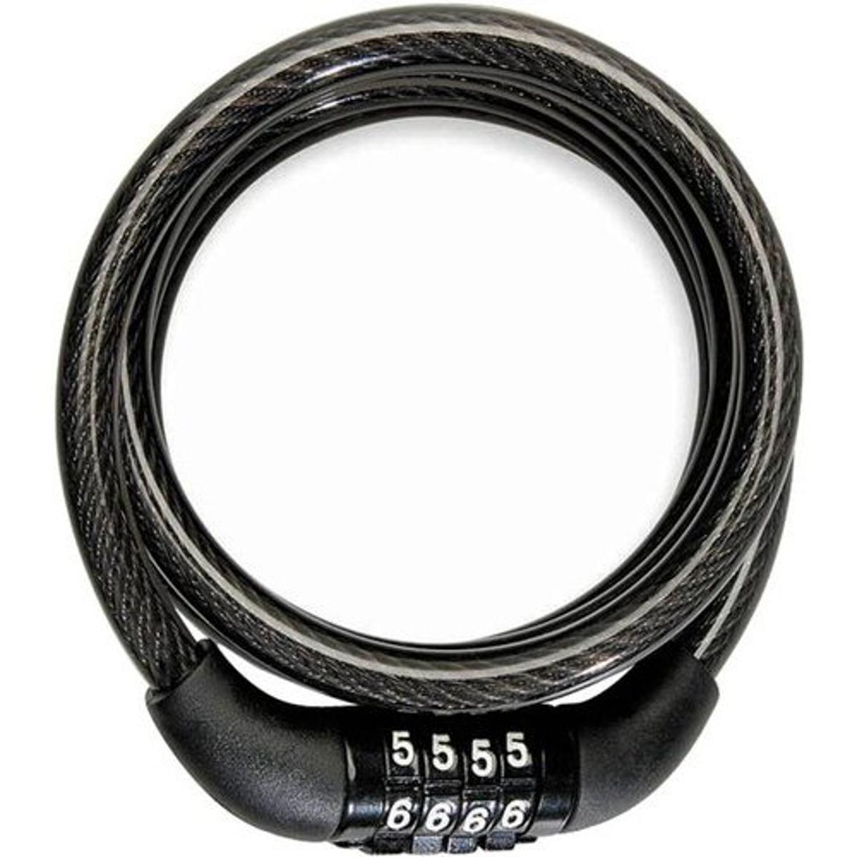 Picture of 4-digit password Helmet code lock Mountain bike lock Portable Security Anti-0theft Bicycle Password Lock Coil Lock Digital - Black