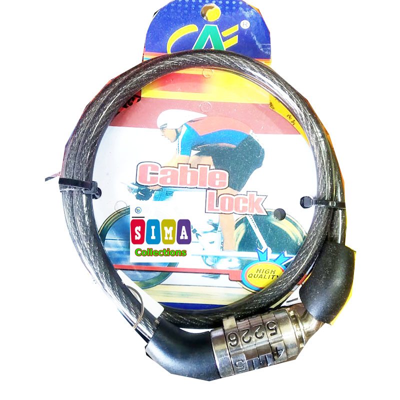 Picture of 4-digit password Helmet code lock Mountain bike lock Portable Security Anti-0theft Bicycle Password Lock Coil Lock Digital - Black