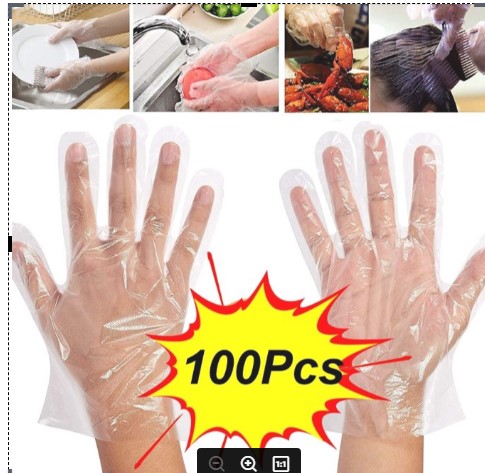 Picture of Disposable Plastic Hand Gloves good-100pcs - White