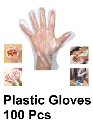 Picture of Disposable Plastic Hand Gloves good-100pcs - White