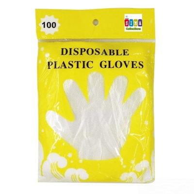 Picture of Disposable Plastic Hand Gloves-100pcs - White