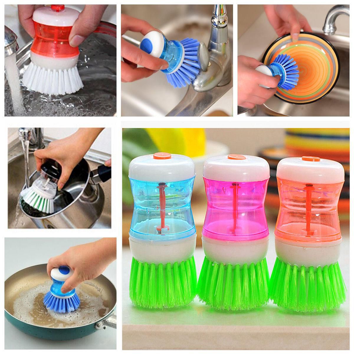 Picture of Kitchen Dispense Soap Water Dish Cleaning Brush Creative Washing - Multicolor