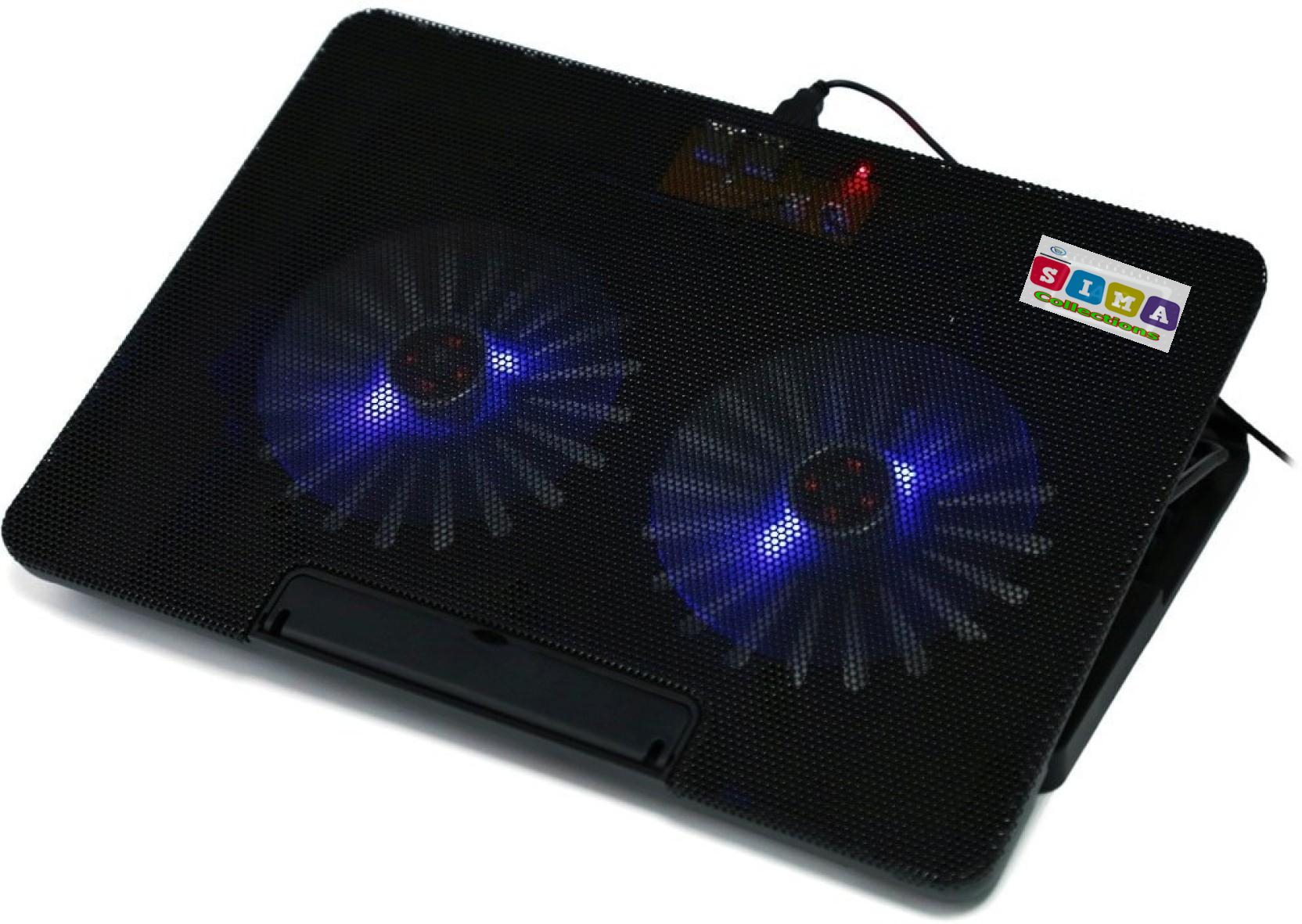 Picture of Laptop Cooling Pad Cooler 2 Fan Led Light for 10 - 17 Notebook Adjustable Speed - Black