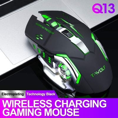 Picture of Q13 Rechargeable 2.4GHz Wireless Mouse Mute Ergonomic Game Mouse 6 Key RGB Backlight 2400 DPI Office Gaming Laptop Professional Game Player Mice - Multicolor