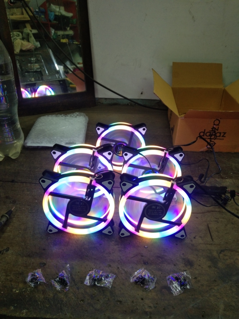 Picture of 12cm RGB Cooling Fan LED Light PC 4Pin Quiet PC Case Chassis Fan Cooler - Multicolor