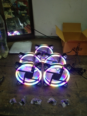 Picture of 12cm RGB Cooling Fan LED Light PC 4Pin Quiet PC Case Chassis Fan Cooler - Multicolor
