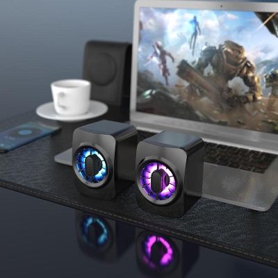 Picture of A1 Desktop Computer Usb  Speaker 2.0 Multimedia Desktop Usb Active Laptop Rgb Dazzling Small Speaker - Black