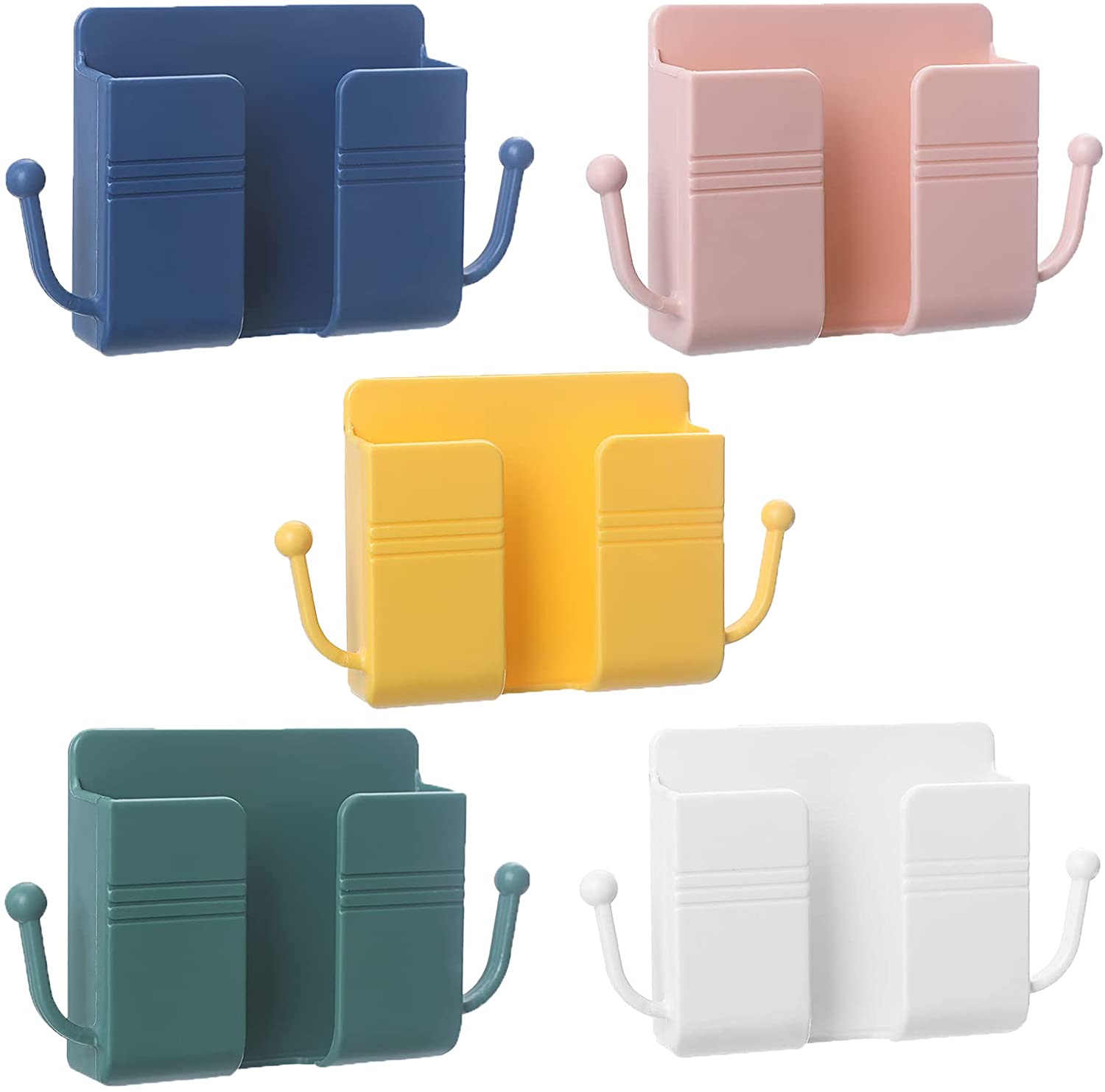 Picture of Mobile Phone Charging Hanging Holder Multifunction Wall Mounted Plug Bracket Remote Control Mounted Storage Box - Multicolor