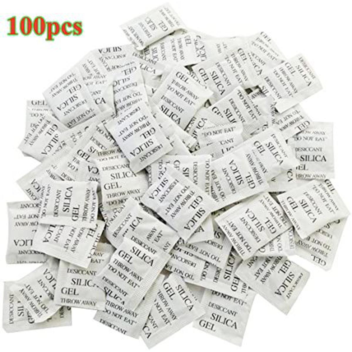 Picture of Silica Gel 100 Packets (1 Gm Pack) Desiccant White Silica Gel - White