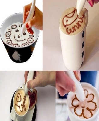 Picture of Electrical Latte Art Pen for Coffee Cake Spice Pen Cake Decoration Pen Coffee Carving Pen Baking Pastry Tools - Multicolor