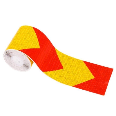 Picture of Red-Lemon yellow Arrow Reflective Sticker Self Adhesive Car Motorcycle Safety Warning Reflective Stickers Tape white reflective tape red arrow guide sign Reflective adhesive tape,Reflective tape sticker for Truck,Car,Motorcycle 5cm*45CM - Multicolor
