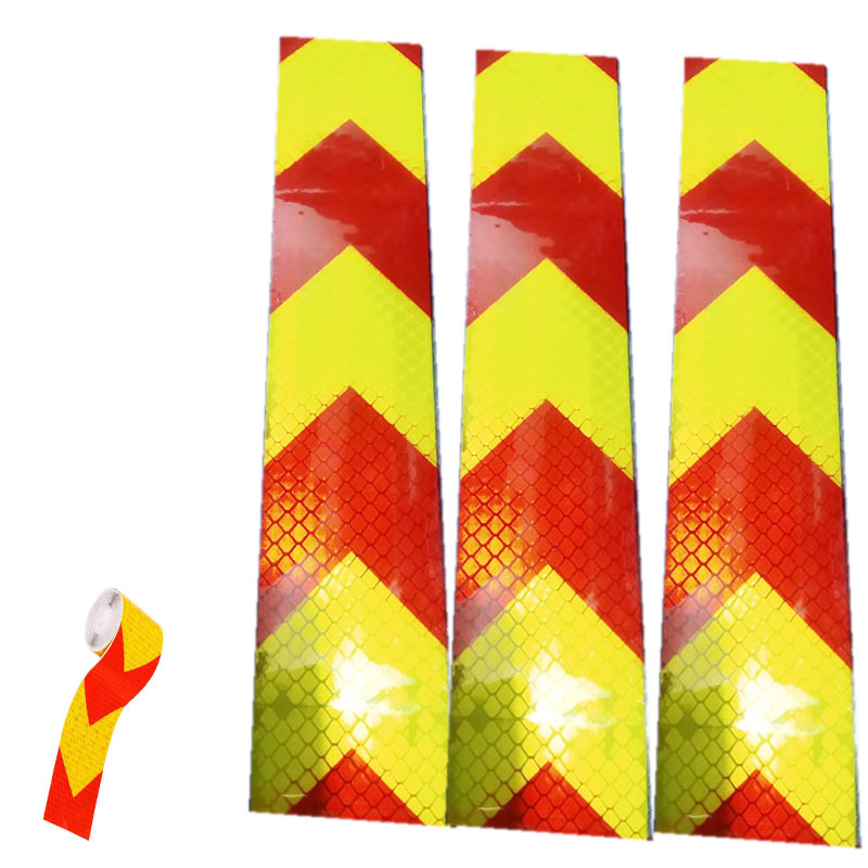 Picture of Red-Lemon yellow Arrow Reflective Sticker Self Adhesive Car Motorcycle Safety Warning Reflective Stickers Tape white reflective tape red arrow guide sign Reflective adhesive tape,Reflective tape sticker for Truck,Car,Motorcycle 5cm*45CM - Multicolor