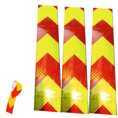 Picture of Red-Lemon yellow Arrow Reflective Sticker Self Adhesive Car Motorcycle Safety Warning Reflective Stickers Tape white reflective tape red arrow guide sign Reflective adhesive tape,Reflective tape sticker for Truck,Car,Motorcycle 5cm*45CM - Multicolor