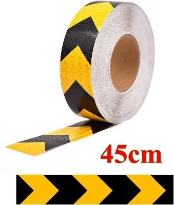 Picture of Black reflective tape Light Yellow arrow guide sign Reflective adhesive tape,Reflective tape sticker for Truck,Car,Motorcycle 5cm*45CM - Multicolor