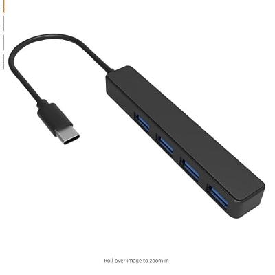 Picture of USB Hub Extended Cable,Type-C Hub 4-Port Data Hub Splitter with 5V Micro USB Power Port for USB Expansion - Black