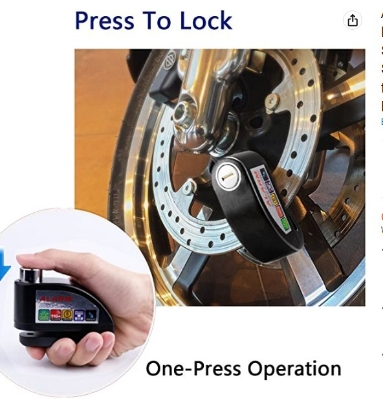 Picture of Alarm Disc Lock, Bike Lock, Motorcycle Lock - China Safe Lock, Key Lock - Black