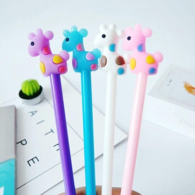 Picture of Animal Sika Deer Giraffe Gel Pens Fashion Cute Cartoon Colorful Kawaii Lovely Colorful Gel Black Ink Ball Pens 0.38MM Office School Stationery pen(5PCS) - Multicolor