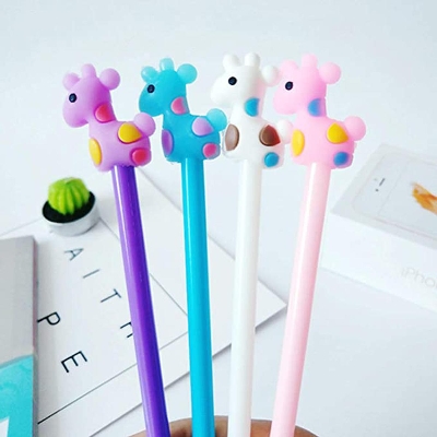 Picture of Animal Sika Deer Giraffe Gel Pens Fashion Cute Cartoon Colorful Kawaii Lovely Colorful Gel Black Ink Ball Pens 0.38MM Office School Stationery pen(5PCS) - Multicolor