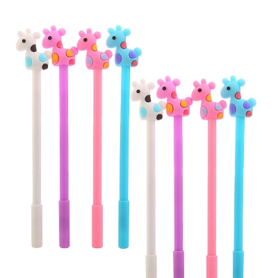 Picture of Animal Sika Deer Giraffe Gel Pens Fashion Cute Cartoon Colorful Kawaii Lovely Colorful Gel Black Ink Ball Pens 0.38MM Office School Stationery pen(5PCS) - Multicolor