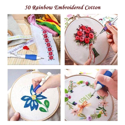 Picture of crafts magic embroidery pen set interchangeable sewing accessories tool punch needle - Multicolor