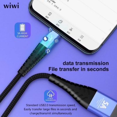 Picture of Wiwi Super Charge Ori 5A Braided Metal Flash Charging Cable - Black