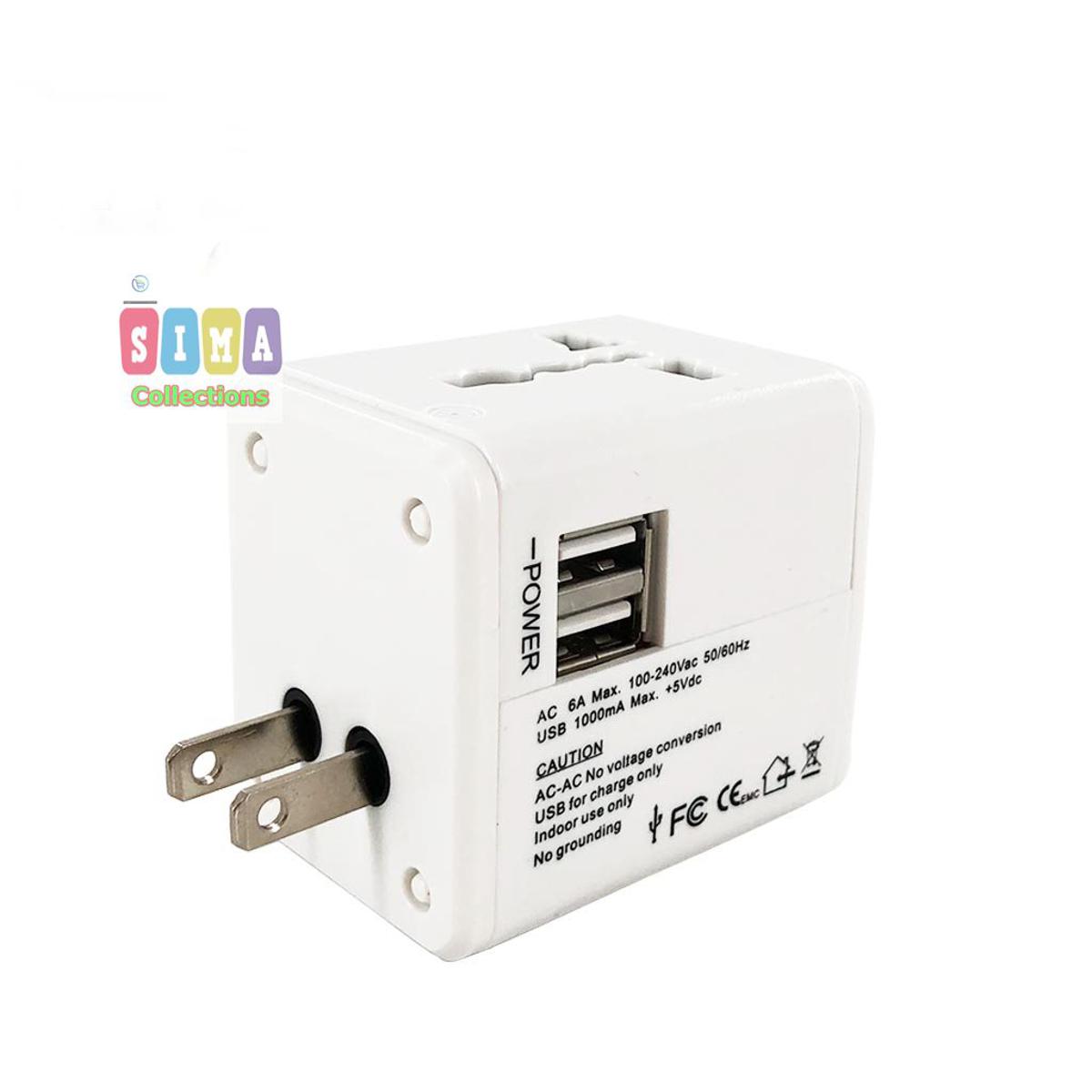 Picture of Travel adaptor with 2 USB plugs plus universal adaptor 2Amp  for multiple gadgets FREE POUCH