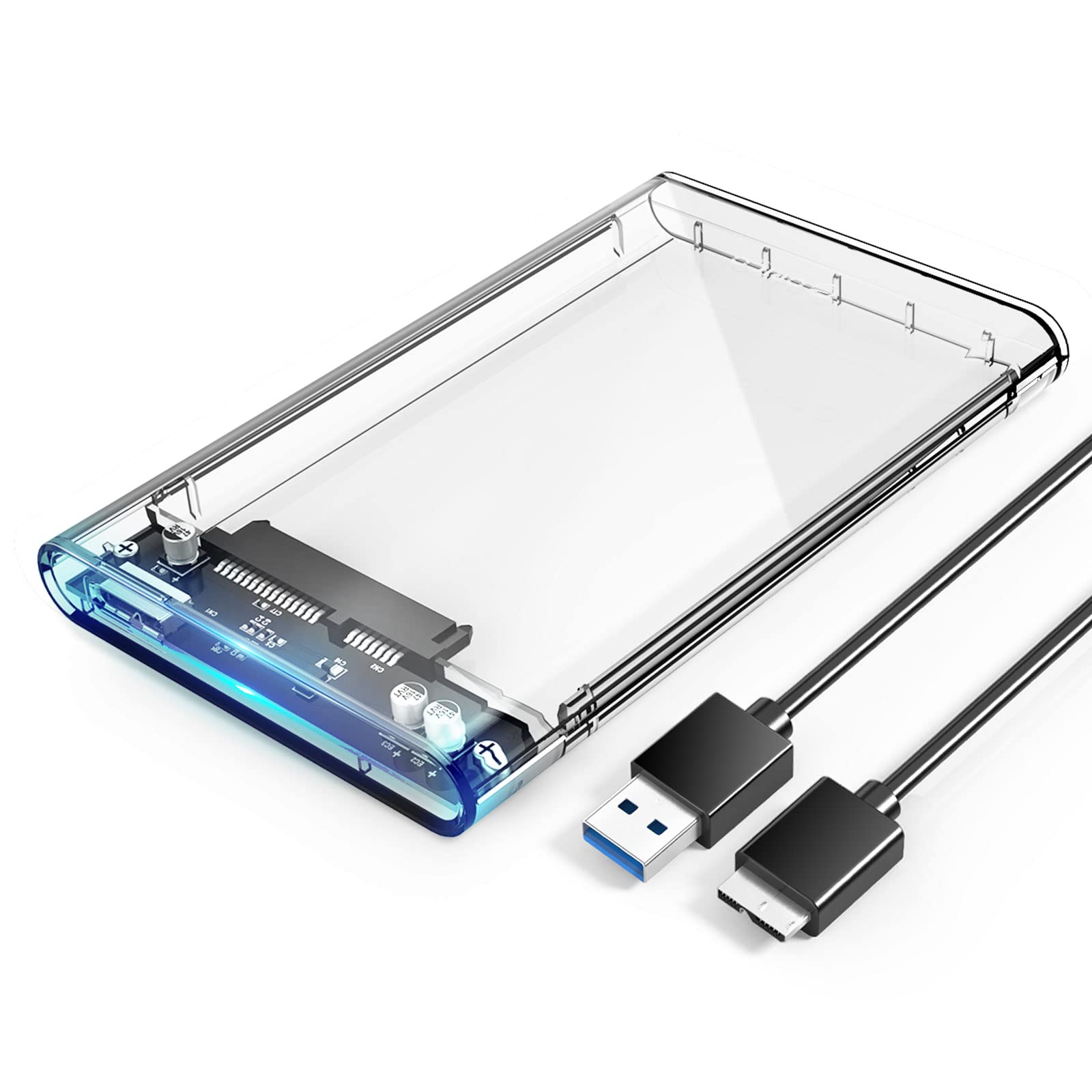 Picture of Transparent USB 3.0 2.5inch SATA HDD ,SSD External Enclosure Mobile Hard Disk Drive Box Case - Multicolor