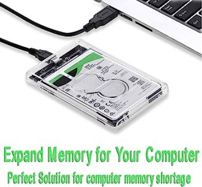 Picture of Transparent USB 3.0 2.5inch SATA HDD ,SSD External Enclosure Mobile Hard Disk Drive Box Case - Multicolor