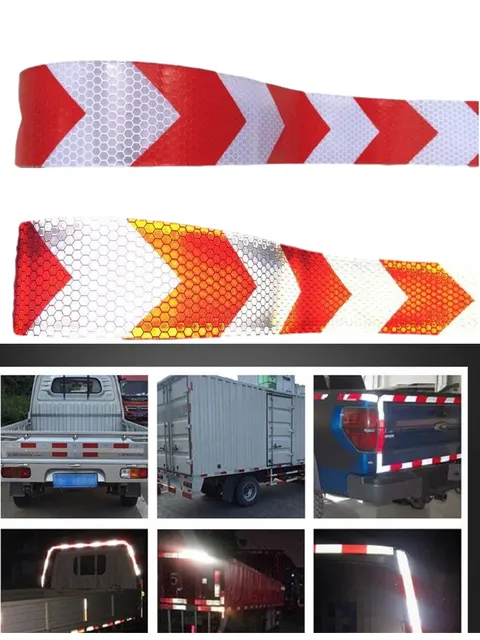 Picture of white reflective tape red arrow guide sign Reflective adhesive tape,Reflective tape sticker for Truck,Car,Motorcycle 5cm*45CM - Multicolor
