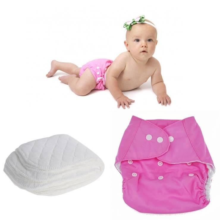 Picture of Washable Reusable Cloth Baby Diaper with 2 Pad - Multicolor