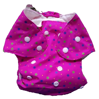 Picture of Washable Reusable Cloth Baby Diaper with 2 Pad - Multicolor