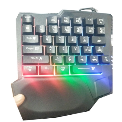 Picture of One Handed Gaming Keyboard Rgb Backlit - Enhance Your Gaming Experience With Ergonomic One-Handed Keyboard - Perfect For Gamers - Black