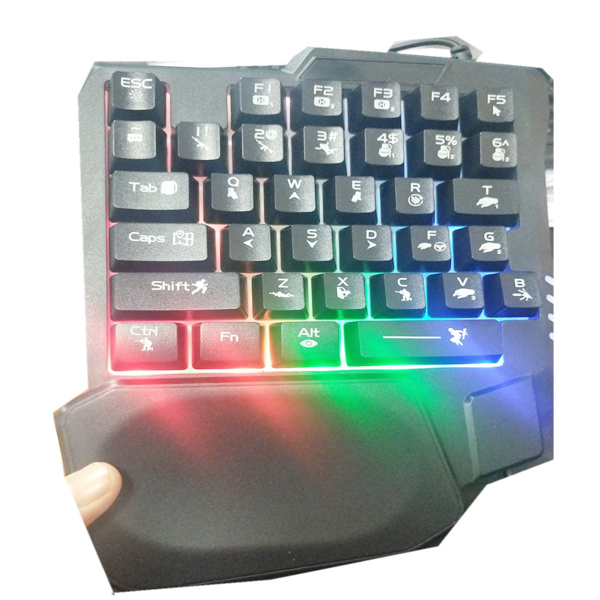 Picture of One Handed Gaming Keyboard Rgb Backlit - Enhance Your Gaming Experience With Ergonomic One-Handed Keyboard - Perfect For Gamers - Black