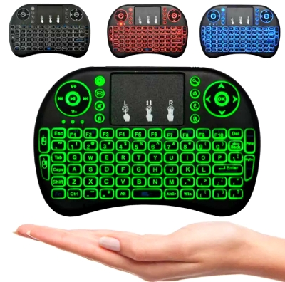 Picture of Mini Wireless Keyboard R with 3 Color RGB Backlit, - Black