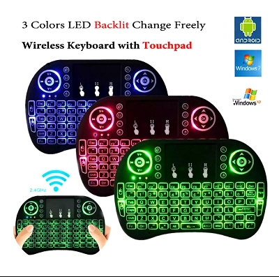 Picture of Mini Wireless Keyboard R with 3 Color RGB Backlit, - Black