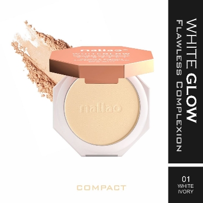 Picture of Maliao White Glow Flawless Complex Compact Powder Whitens & Brightens Anti-pollution Matte look Spf 25 PA+++ Maliao Fce Powder - 01. White Ivory