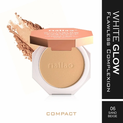 Picture of Maliao White Glow Flawless Complex Compact Powder (SAND BEIGE) Whitens & Brightens Anti-pollution Matte look Spf 25 PA+++ - Natue