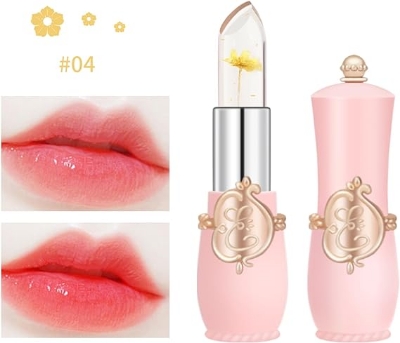 Picture of Transparent Lipstick Jelly Flower Moisturizing Lipstick Color Changing Lip Balm Lip Care Lipstick Shade 04 - 04 pink