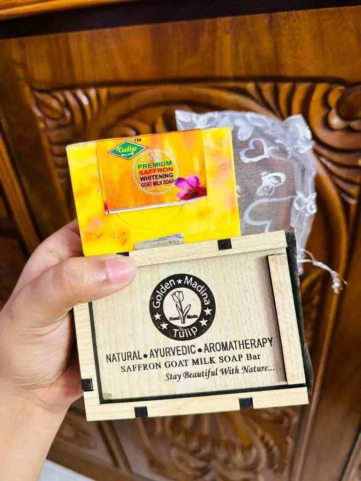 Picture of Tulip Premium Whitening Real Saffron Goat Milk Soap Zafran Honey Soap -100g choose one - Tulip Premium 1NO,Fresh