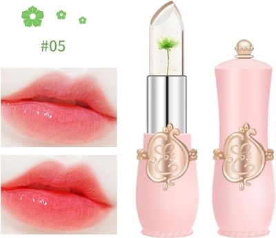 Picture of Transparent Lipstick Jelly Flower Moisturizing Lipstick Color Changing Lip Balm Lip Care Lipstick Shade 05 - 05 pink Lip