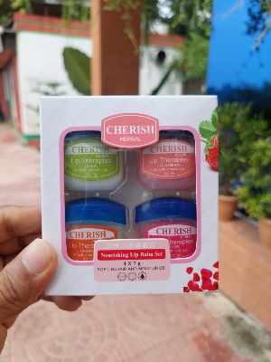 Picture of Cherish Herbal Lip Therapies 4Pcs Nourishing Lip Balm Set - Lemon , Strawberry , Orange & Rose flavour for soft smooth lips