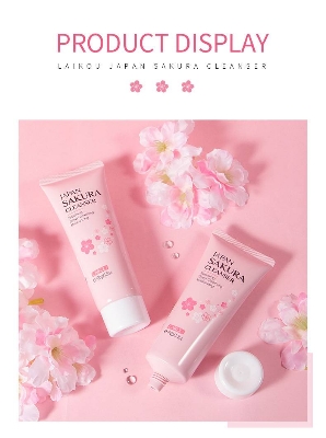 Picture of LAIKOU Skin Care Japan Sakura Cleanser Face Wash - Moisturizing Sakura Extract Facial Cleanser Oil-Control Whitening Face - 100g,Fresh