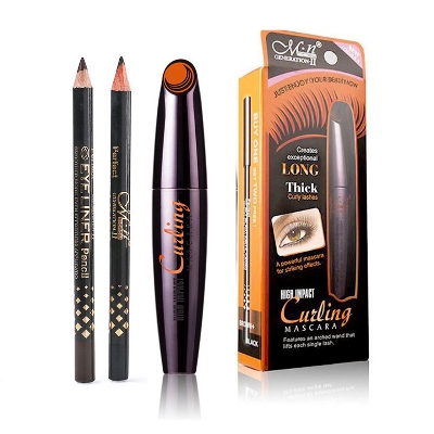 Picture of Menow High Impact Curling Mascara With 2pcs Eyeliner Pencil (Brown & Black) - Waterproof