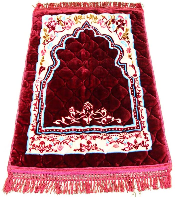Picture of Muslim Prayer Rugs Islam Thick Cotton Fabric Printed Patterns Travel Prayer Mat 31.50''x47.24'' (Red)